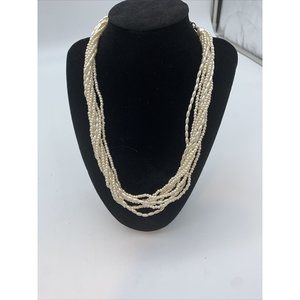 Multi Strand Faux Pearl Necklace. Vintage Costume Jewelry.